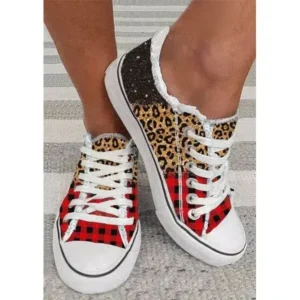 Vanilashoe Women Casual 3D Printing Color Leopard Canvas Shoes