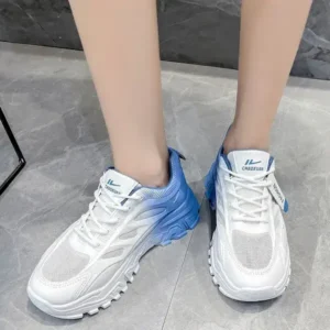 Vanilashoe Women Fashion Round Toe Breathable Mesh Gradient Sneakers