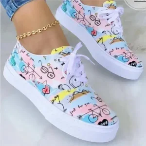 Vanilashoe Graffiti Print Platform Canvas Shoes