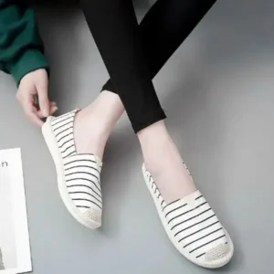 Vanilashoe Fashion Stripe Pattern Design Women Round-Toe Casual Espadrilles Shoes