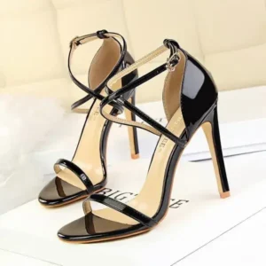 Vanilashoe Women Fashion Sexy Hollow Cross Stiletto Heel Sandals