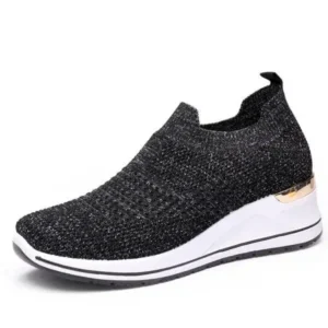 Vanilashoe Women Casual Mesh Knit Design Breathable Comfort Wedge Platform Sneakers