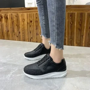 Vanilashoe Women Casual Rhinestone Decor Fashion Plus Size Sports Running Shoes Round Toe Sneakers