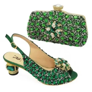 Vanilashoe Fashion Rhinestone Design Party Women High Heel Peep Toe Sandals And Clutch Evening Bag Set