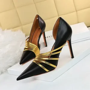 Vanilashoe Women Fashion Sexy Pointed Toe Hollow Design Stiletto Shoes