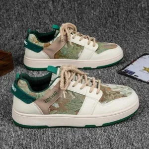 Vanilashoe Men'S Casual Retro Secret Forest Oil Painting Pattern Sneakers