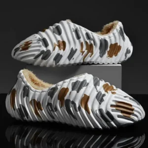 Vanilashoe Men'S Fashion Camouflage Coconut Shape Fleece Warm Plush Shoes