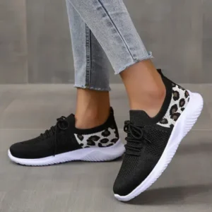 Vanilashoe Women Casual Mesh Breathable Leopard Sneakers