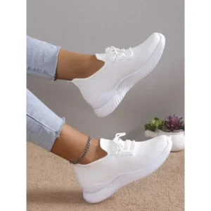 Vanilashoe Summer Women Fashion Breathable Mesh Fly-Woven Solid Color Sneakers