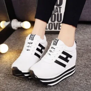 Vanilashoe Women Fashion Casual Letter Printed Lace-Up Thick-Soled Sneakers