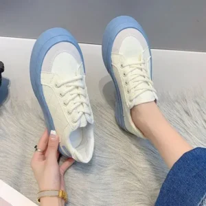 Vanilashoe Women Fashion Round Toe Lace-Up Sneakers