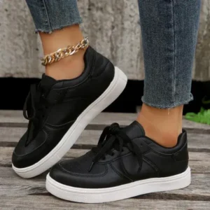 Vanilashoe Women Fashion Round Toe Platform Solid Color Sneakers